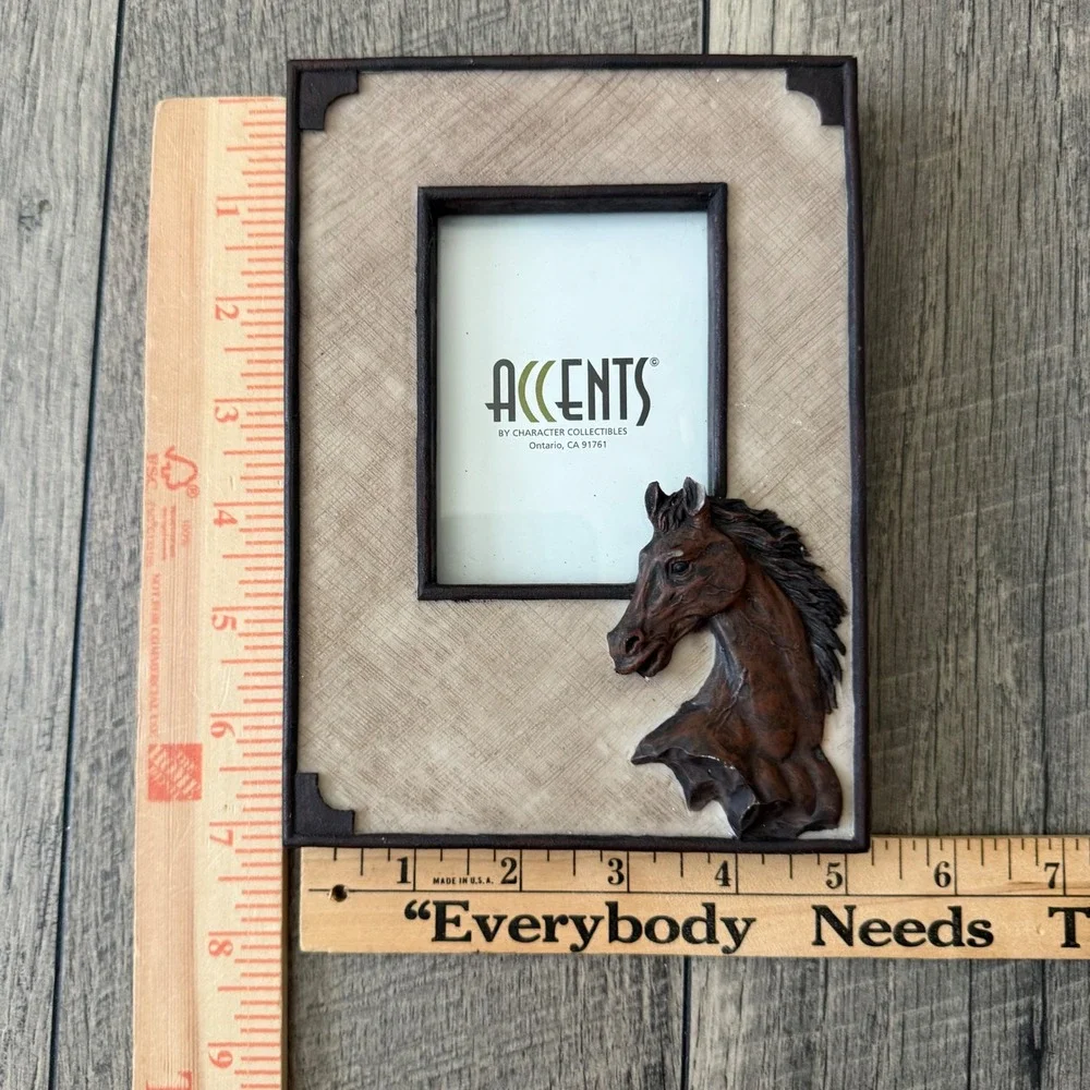 Vintage 1999 Accents Horse Head 3D Picture Frame Brown Western Rustic 5x7